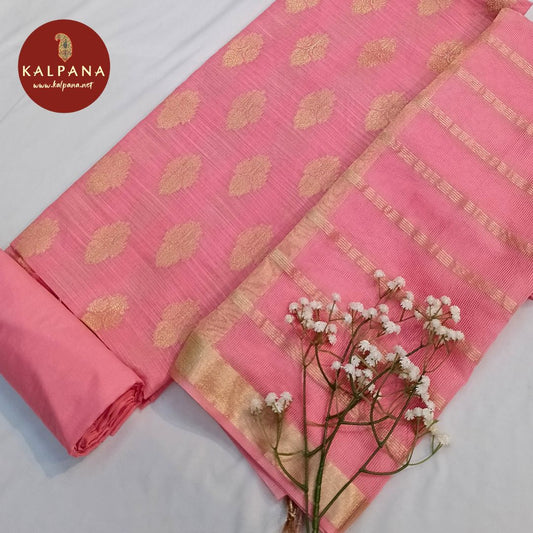 Shirt: Light Pink Coloured Woven Zari Blended SICO Cotton Unstitched Suit.
Dupatta: Woven Zari Light Pink Color SICO Cotton Dupatta.
Bottom: Plain Light Pink Blended SICO Cotton Bottom.
Perfect for Semi,Formal,Wear. 
Recommended for Summer season(s). Dry Clean Only
Shirt Fabric: 2.5 mts
Salwar Fabric: 2.4 mts
Dupatta: 2.4 mts
Country Of Origin:India
Weight: 500 gms