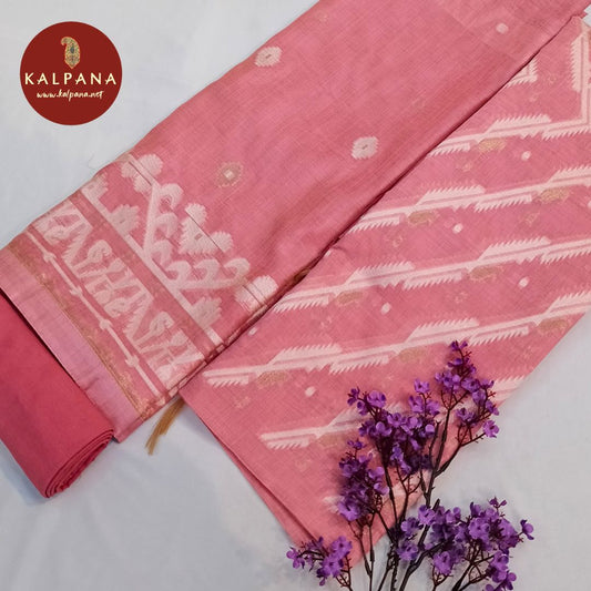 Shirt: Light Pink Coloured Woven Zari Blended SICO Cotton Unstitched Suit.
Dupatta: Light Pink Color Woven Zari SICO Cotton Dupatta.
Bottom: Plain Light Pink Blended SICO Cotton Bottom.
Perfect for Semi,Formal,Wear. 
Recommended for Summer season(s). Dry Clean Only
Shirt Fabric: 2.5 mts
Salwar Fabric: 2.4 mts
Dupatta: 2.4 mts
Country Of Origin:India
Weight: 500 gms