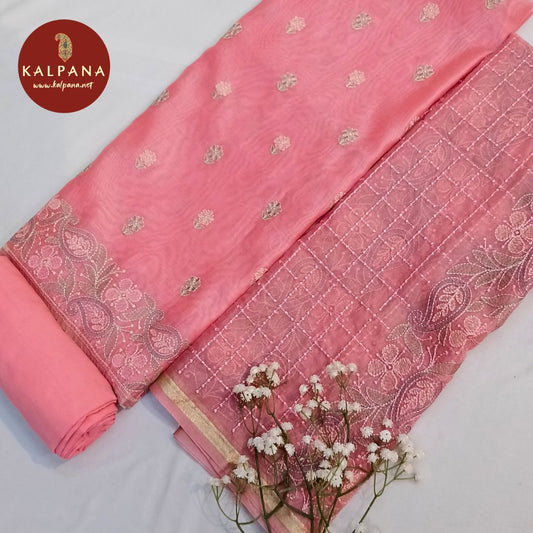 Shirt: Pink Coloured Embroided Blended SICO Cotton Unstitched Suit.
Dupatta: Embroidered Pink Color SICO Cotton Dupatta.
Bottom: Plain Pink Blended SICO Cotton Bottom.
Perfect for Semi,Formal,Wear. 
Recommended for Summer season(s). Dry Clean Only
Shirt Fabric: 2.5 mts
Salwar Fabric: 2.4 mts
Dupatta: 2.4 mts
Country Of Origin:India
Weight: 500 gms