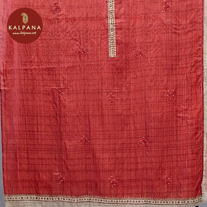 Embroided  Tussar Silk Unstitched Suit