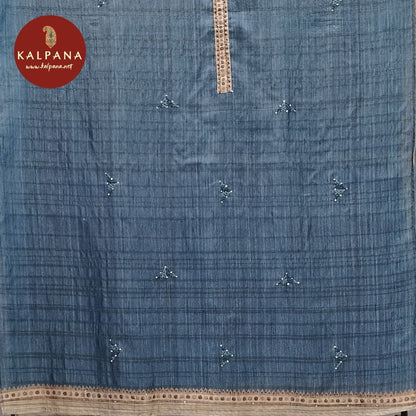 Embroided  Tussar Silk Unstitched Suit