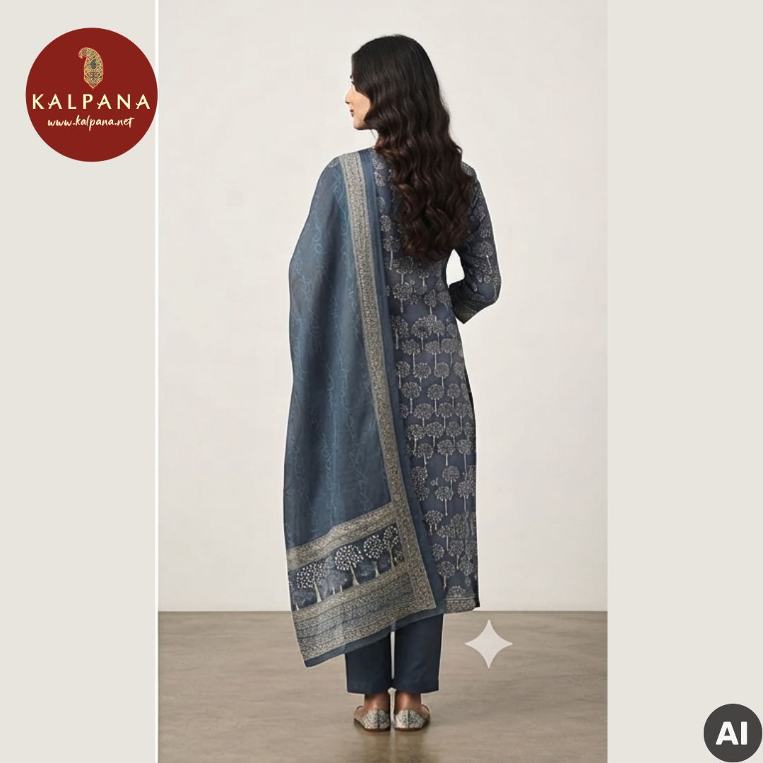 Printed With Embroidery Blended SICO Cotton Unstitched Suit - Kalpana