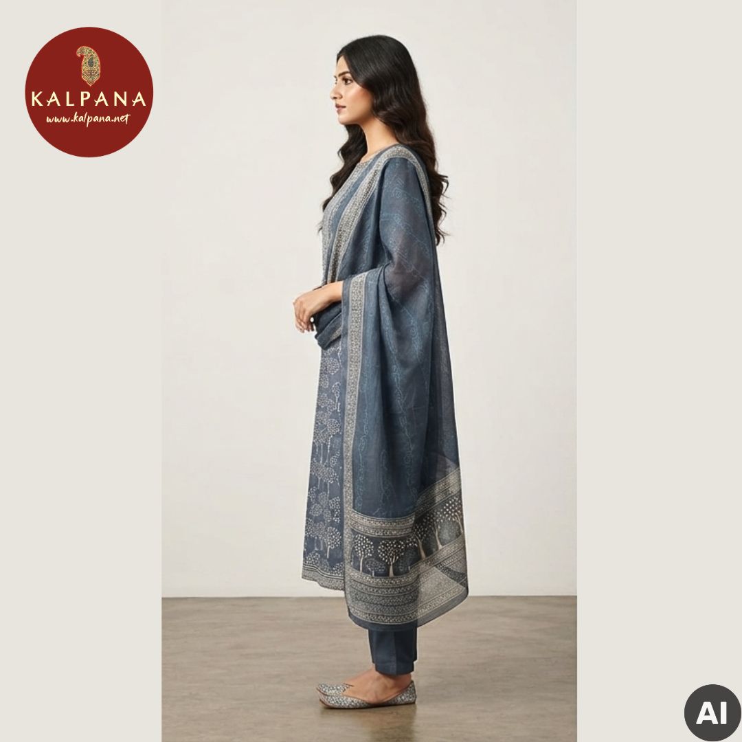 Printed With Embroidery Blended SICO Cotton Unstitched Suit - Kalpana