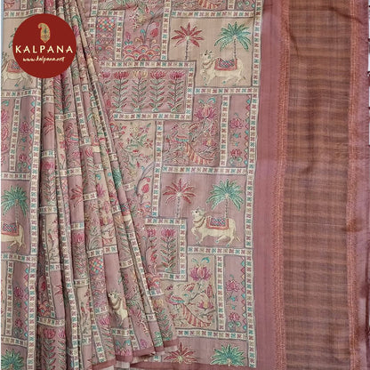 Printed With Embroidery Tussar Silk Saree