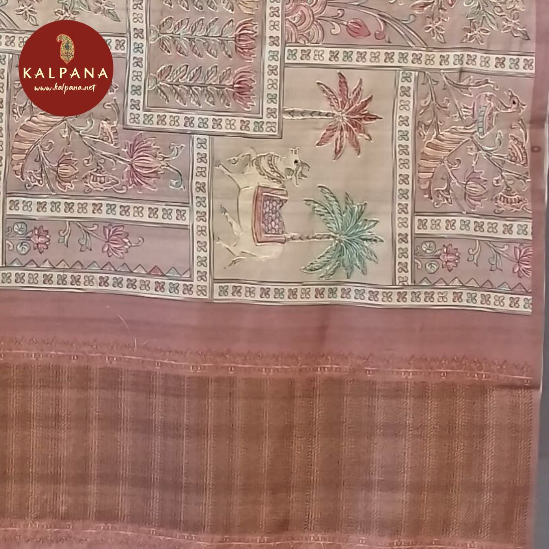 Printed With Embroidery Tussar Silk Saree