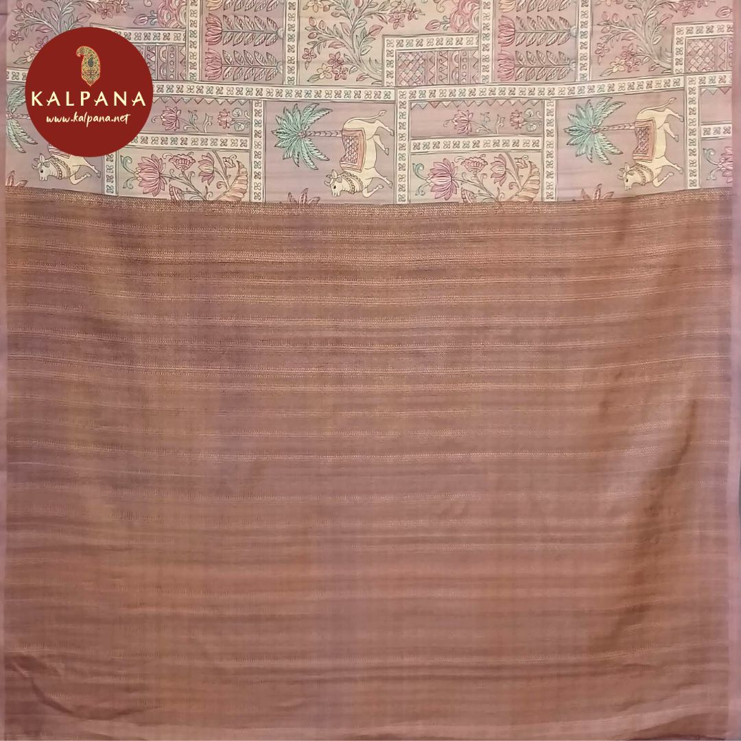Printed With Embroidery Tussar Silk Saree