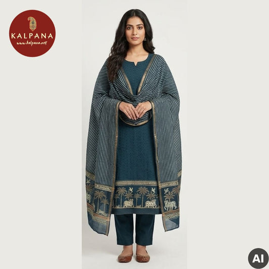 Printed With Embroidery Pure Cotton Unstitched Suit - Kalpana