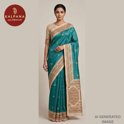 Printed With Embroidery Blended SICO Cotton Saree - Kalpana