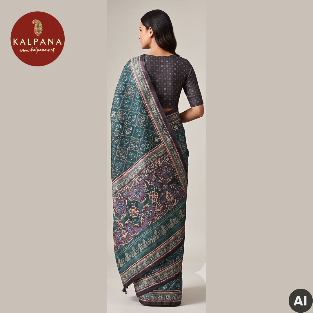 Printed With Embroidery Blended SICO Cotton Saree - Kalpana