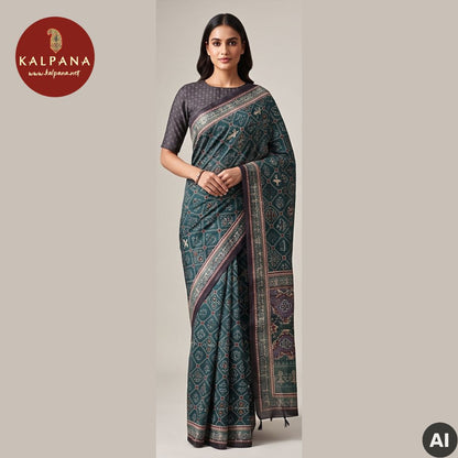 Printed With Embroidery Blended SICO Cotton Saree - Kalpana