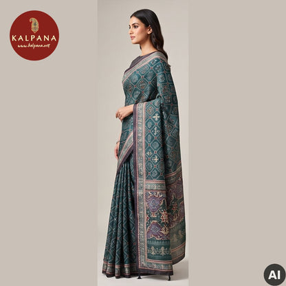 Printed With Embroidery Blended SICO Cotton Saree - Kalpana
