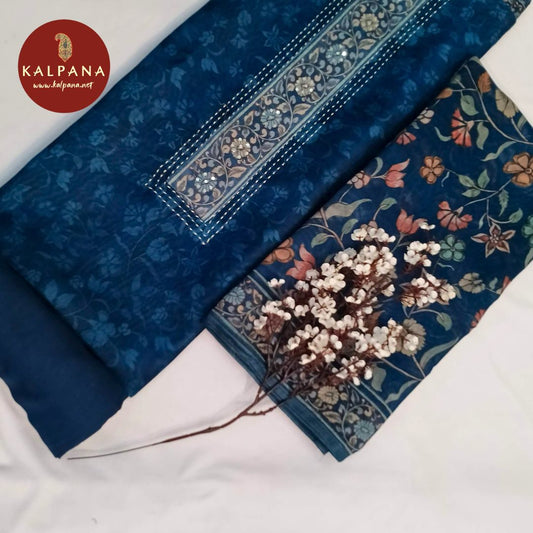 Shirt: Blue Coloured Printed With Embroidery Blended SICO Cotton Unstitched Suit and Border.
Dupatta: Blue Color Printed With Embroidery SICO Cotton Dupatta.
Bottom: Blue Blended SICO Cotton Bottom.
Perfect for Semi,Formal,Wear. 
Recommended for Summer season(s). Dry Clean Only
Shirt Fabric: 2.5 mts
Salwar Fabric: 2.4 mts
Dupatta: 2.4 mts
Country Of Origin:India
Weight: 500 gms