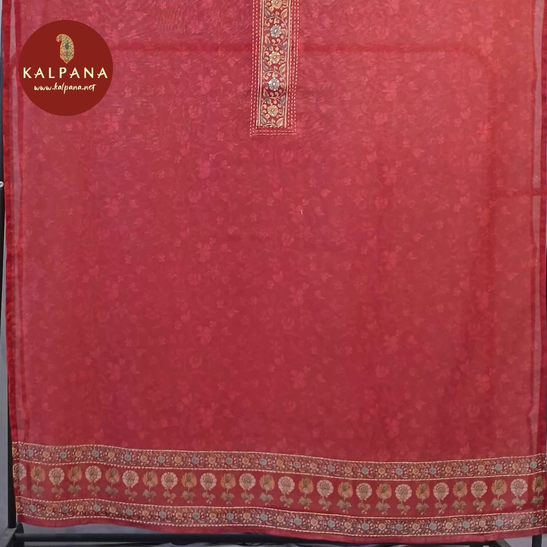 Printed With Embroidery Blended SICO Cotton Unstitched Suit