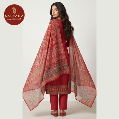 Printed With Embroidery Blended SICO Cotton Unstitched Suit