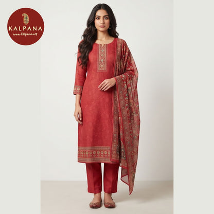 Printed With Embroidery Blended SICO Cotton Unstitched Suit