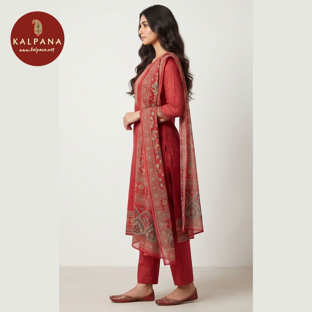 Printed With Embroidery Blended SICO Cotton Unstitched Suit
