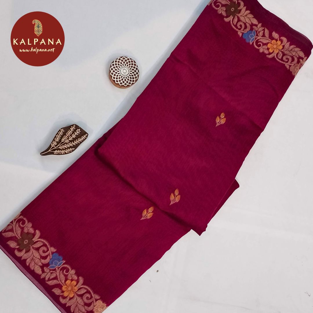 Dark Magenta Woven Zari SICO Cotton Saree
with Woven Zari Dark Magenta Color Palla,Border
The Dark Magenta Colored SICO Cotton Unstitched Blouse
Which is Perfect for Semi,Formal,Wear in Summer season(s). Dry Clean Only.
Saree 5.4 mts
Blouse 0.8 mts
Country Of Origin:India
Weight: 500 gms