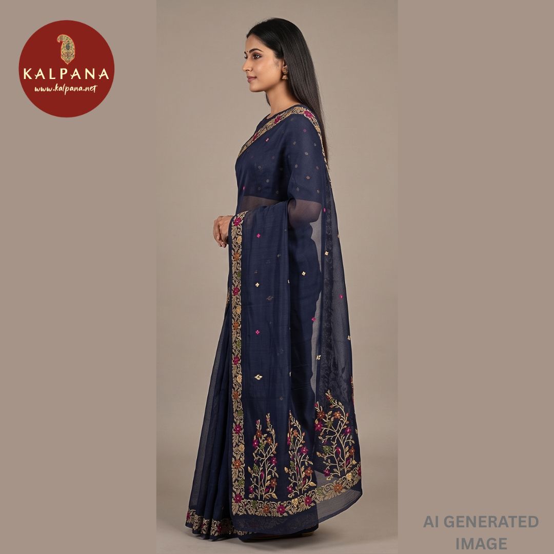 Woven Zari Blended SICO Cotton Saree - Kalpana