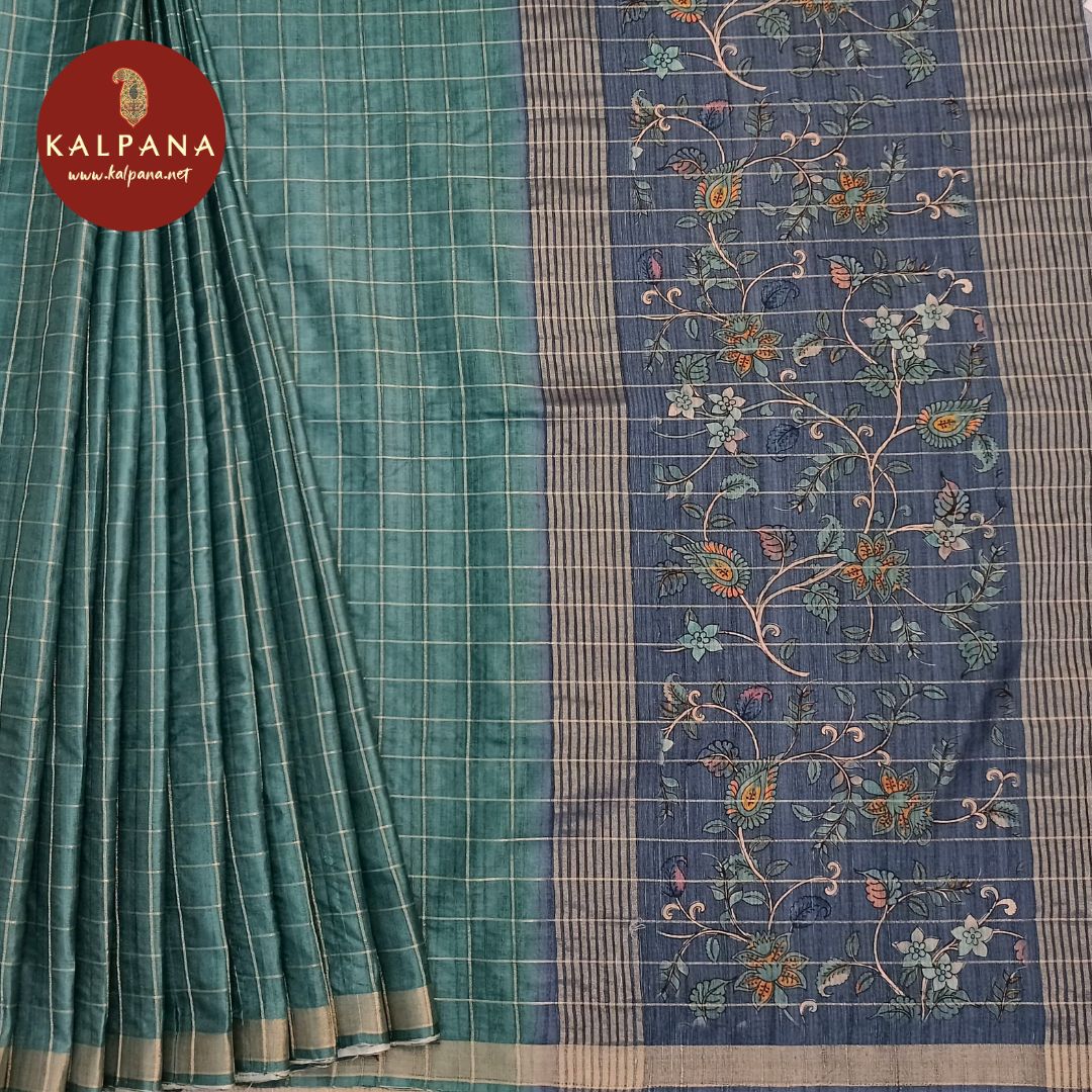 Woven Zari Printed Blended Tussar Silk Saree - Kalpana