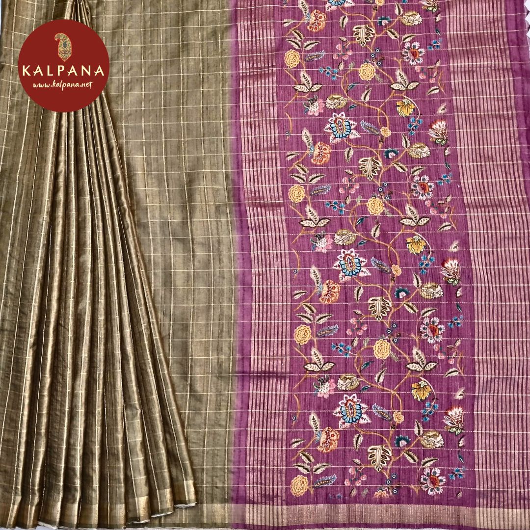 Woven Zari Printed Blended Tussar Silk Saree - Kalpana