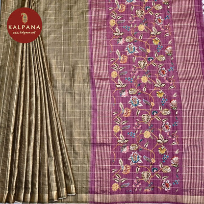 Woven Zari Printed Blended Tussar Silk Saree - Kalpana