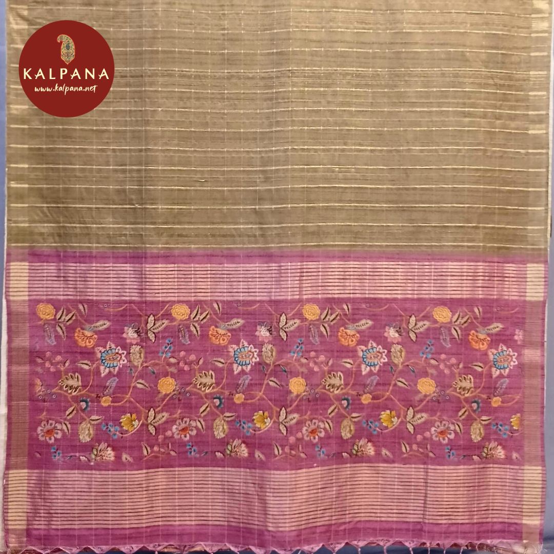 Woven Zari Printed Blended Tussar Silk Saree - Kalpana