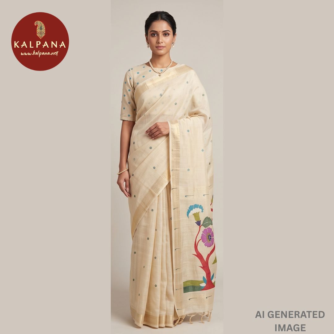 Woven Zari Blended SICO Cotton Saree - Kalpana