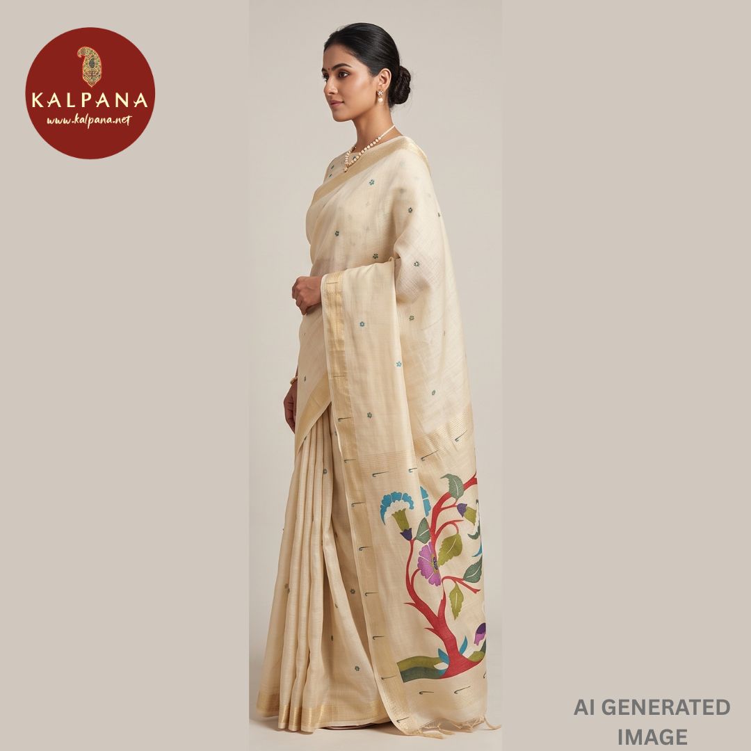Woven Zari Blended SICO Cotton Saree - Kalpana