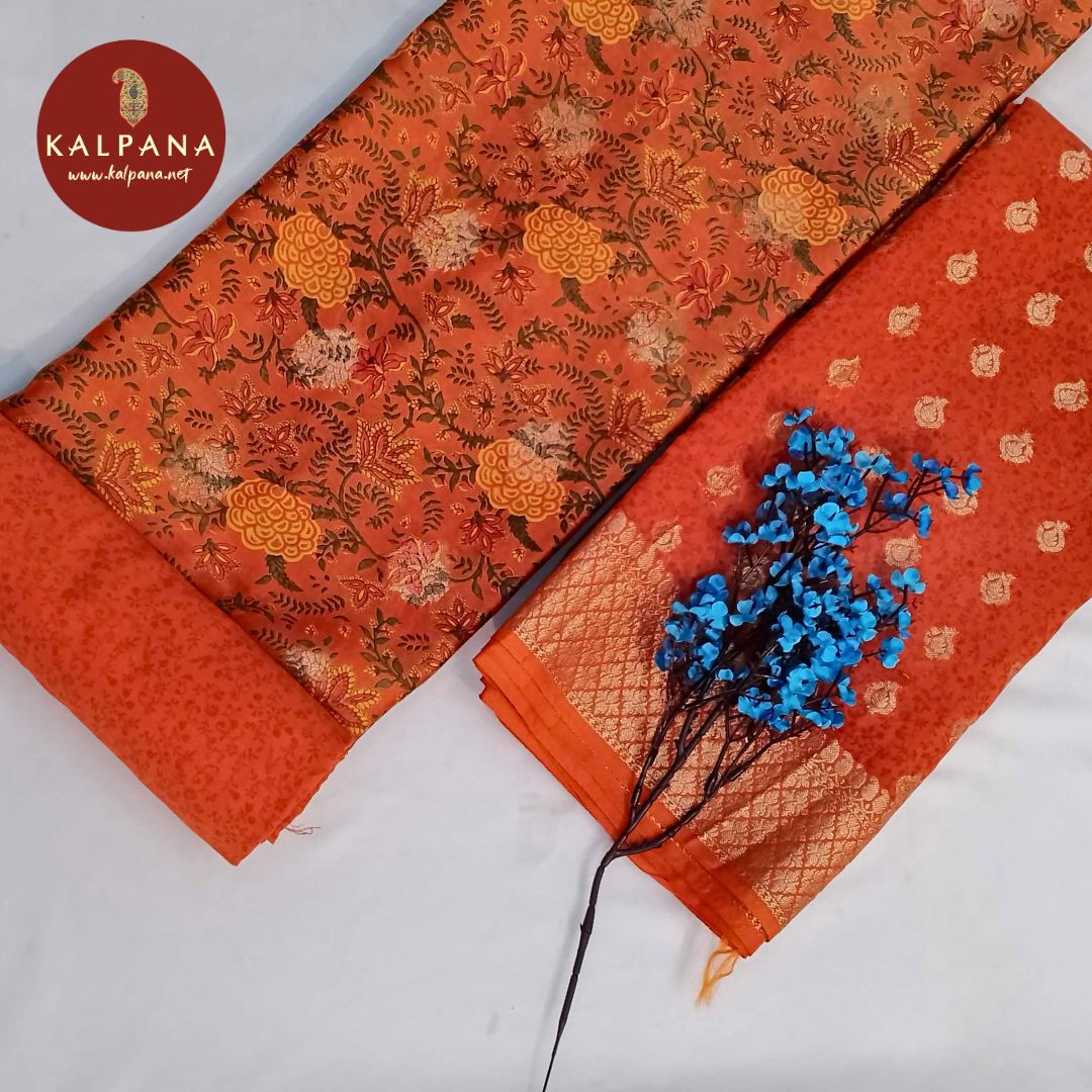 Shirt: Orange Coloured Printed Blended SICO Cotton Unstitched Suit and Border.
Dupatta: Orange Color Printed SICO Cotton Dupatta.
Bottom: Orange Blended SICO Cotton Bottom.
Perfect for Semi,Formal,Wear. 
Recommended for Summer season(s). Dry Clean Only
Shirt Fabric: 2.5 mts
Salwar Fabric: 2.4 mts
Dupatta: 2.4 mts
Country Of Origin:India
Weight: 500 gms