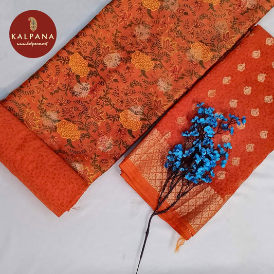 Shirt: Orange Coloured Printed Blended SICO Cotton Unstitched Suit and Border.
Dupatta: Orange Color Printed SICO Cotton Dupatta.
Bottom: Orange Blended SICO Cotton Bottom.
Perfect for Semi,Formal,Wear. 
Recommended for Summer season(s). Dry Clean Only
Shirt Fabric: 2.5 mts
Salwar Fabric: 2.4 mts
Dupatta: 2.4 mts
Country Of Origin:India
Weight: 500 gms