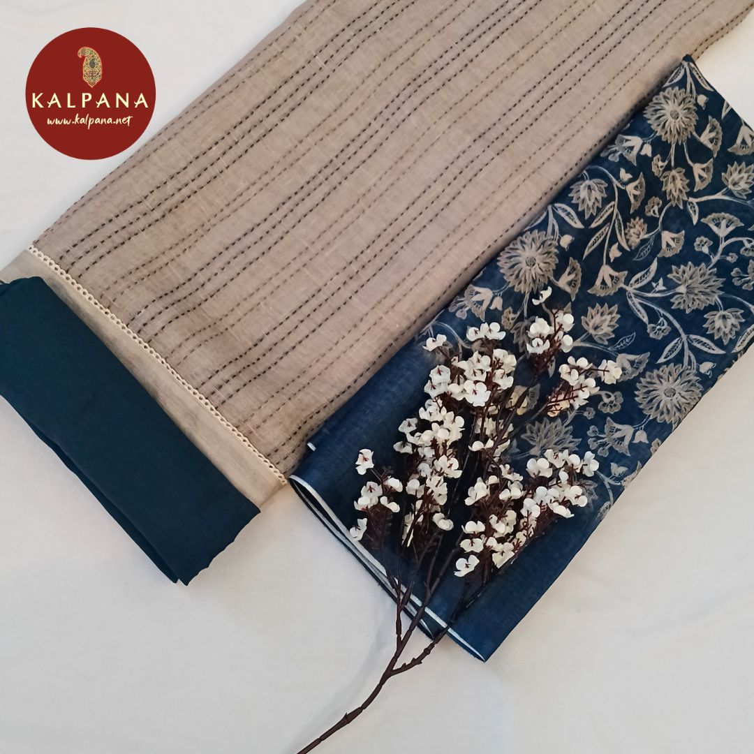 Shirt: Dark Blue Coloured Embroided Blended Linen Unstitched Suit and Border.
Dupatta: Dark Blue Color Printed Linen Dupatta.
Bottom: Dark Blue Linen Bottom.
Perfect for Semi,Formal,Wear. 
Recommended for Summer season(s). Dry Clean Only
Shirt Fabric: 2.5 mts
Salwar Fabric: 2.4 mts
Dupatta: 2.4 mts
Country Of Origin:India
Weight: 500 gms