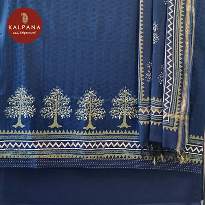 Printed With Embroidery  Cotton Unstitched Suit - Kalpana