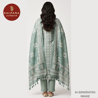Printed With Embroidery Blended SICO Cotton Unstitched Suit - Kalpana