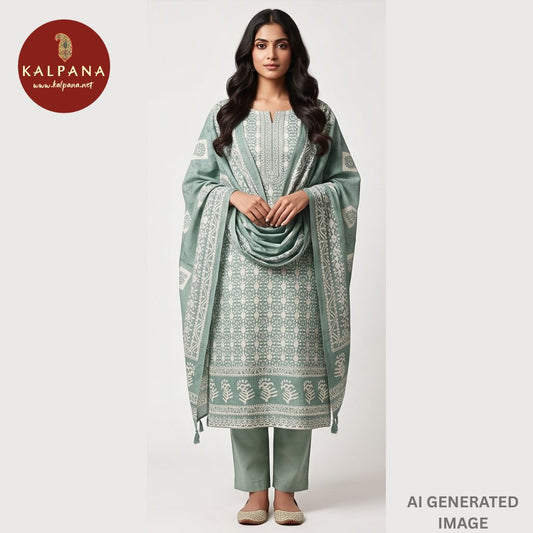 Printed With Embroidery Blended SICO Cotton Unstitched Suit - Kalpana