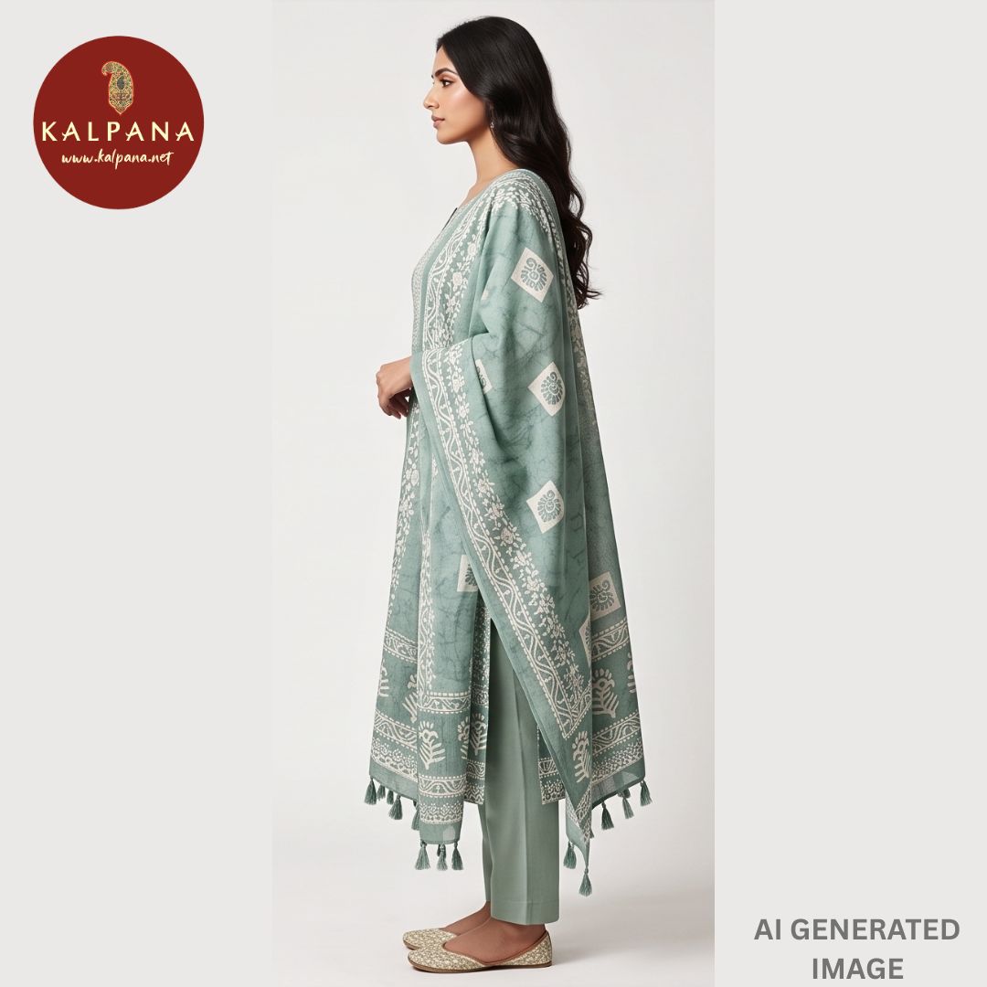 Printed With Embroidery Blended SICO Cotton Unstitched Suit - Kalpana