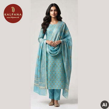 Printed With Embroidery Pure Cotton Unstitched Suit - Kalpana