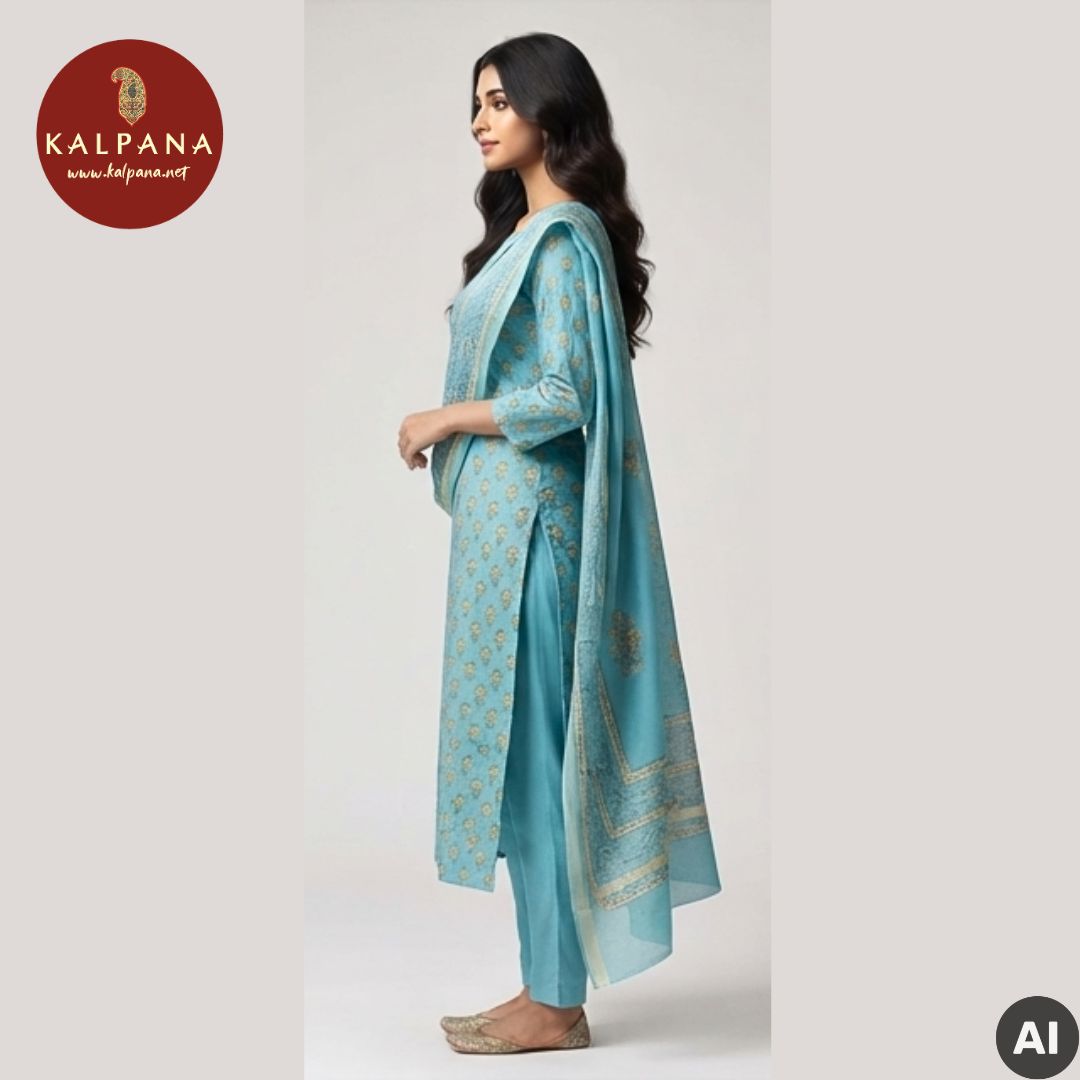 Printed With Embroidery Pure Cotton Unstitched Suit - Kalpana