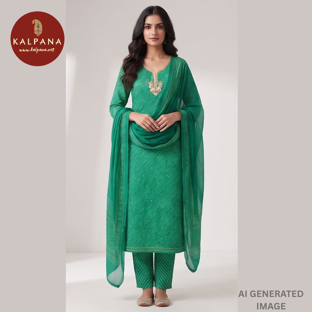 Printed With Embroidery Pure Cotton Unstitched Suit - Kalpana