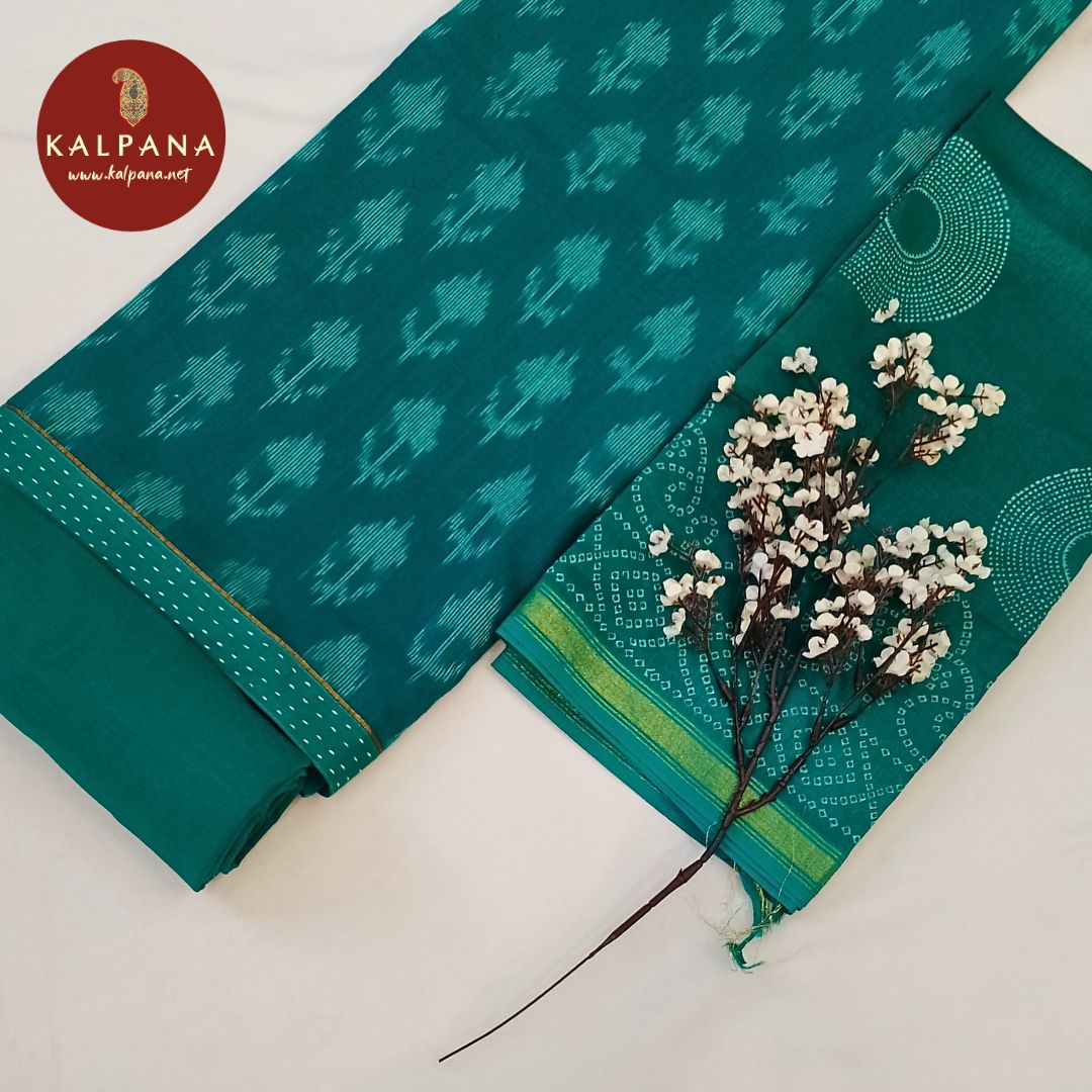 Shirt: Sea Green Coloured Handloom Pure Cotton Unstitched Suit and Border.
Dupatta: Sea Green Color Handloom Cotton Dupatta.
Bottom: Sea Green Pure Cotton Bottom.
Perfect for Semi,Formal,Wear. 
Recommended for Summer season(s). Dry Clean Only
Shirt Fabric: 2.5 mts
Salwar Fabric: 2.4 mts
Dupatta: 2.4 mts
Country Of Origin:India
Weight: 500 gms