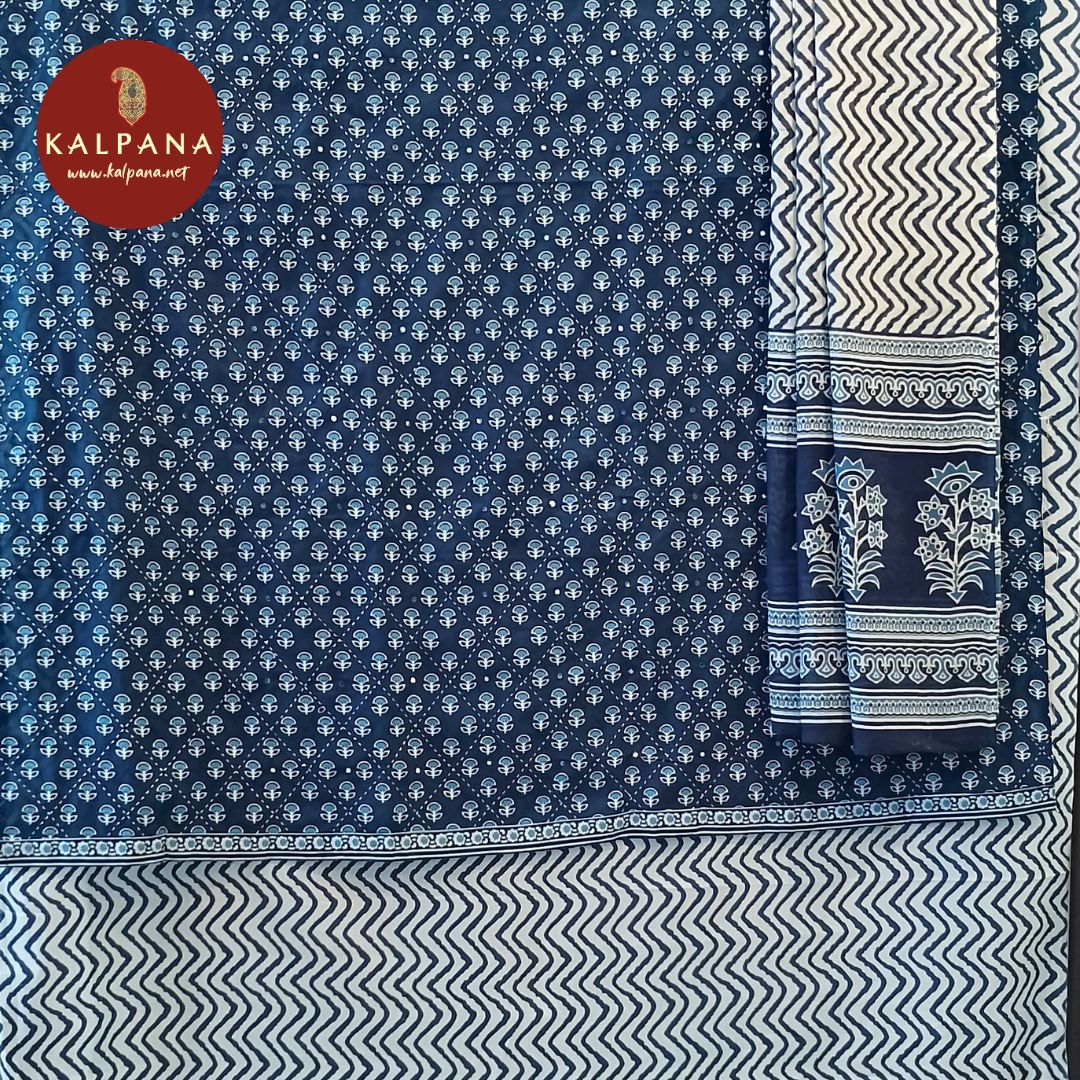 Printed With Embroidery  Cotton Unstitched Suit - Kalpana