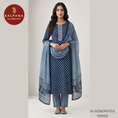 Printed With Embroidery Pure Cotton Unstitched Suit