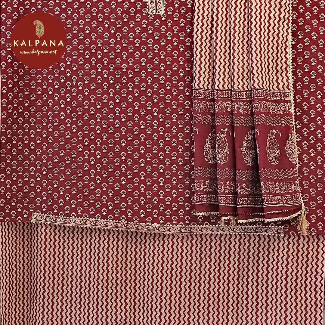 Printed With Embroidery Pure Cotton Unstitched Suit - Kalpana
