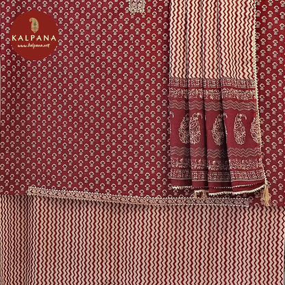 Printed With Embroidery Pure Cotton Unstitched Suit - Kalpana