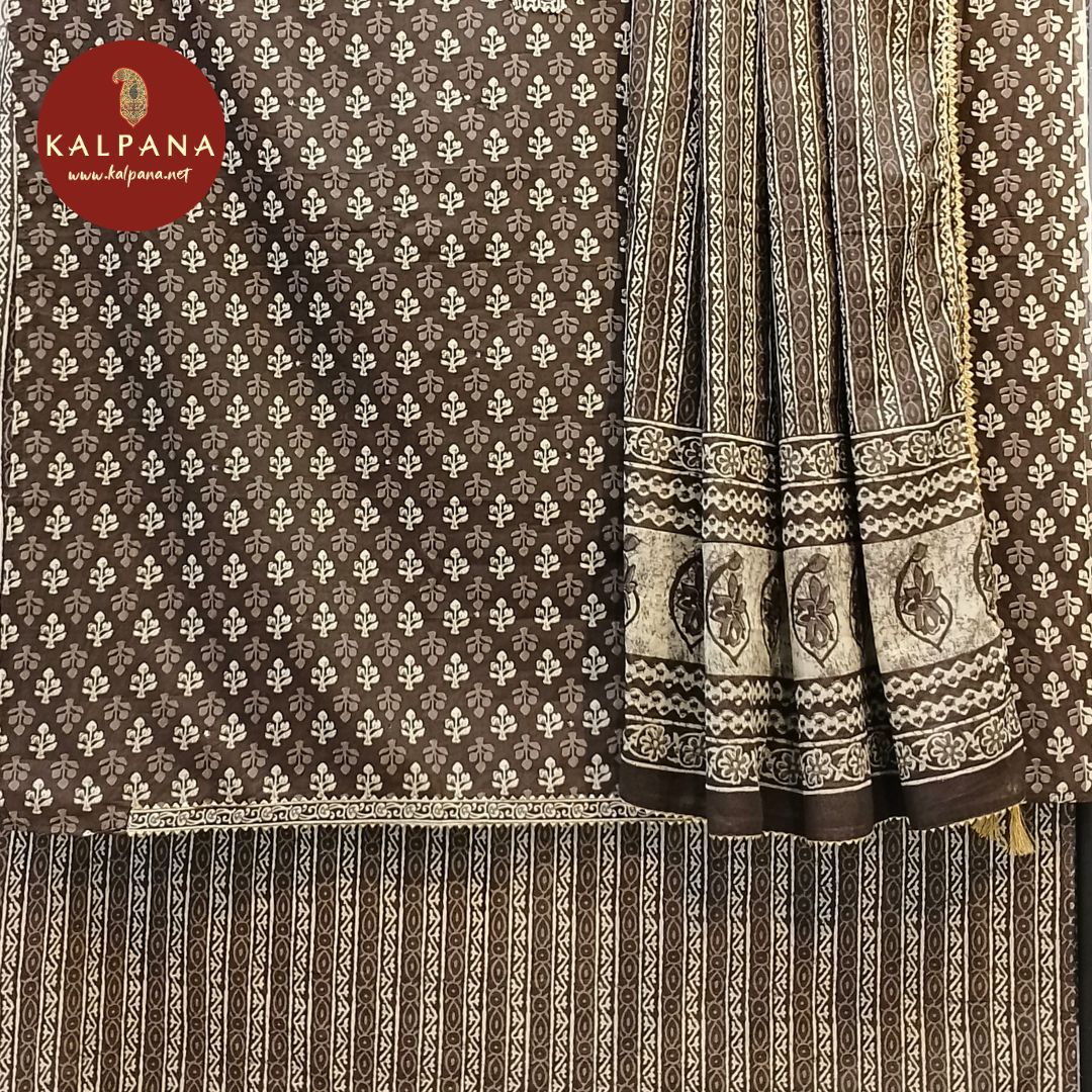 Printed With Embroidery Pure Cotton Unstitched Suit - Kalpana