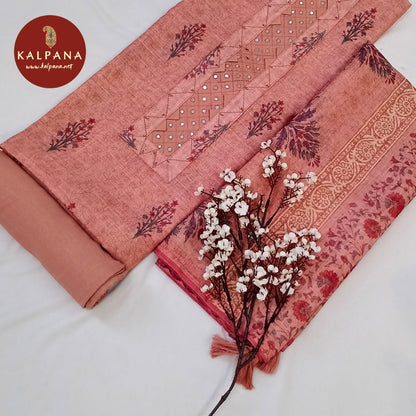 Shirt: Peach Coloured Embroided Blended Linen Unstitched Suit and Border.
Dupatta: Peach Color Printed Dupatta.
Bottom: Plain Peach Blended Linen Bottom.
Perfect for Semi,Formal,Wear. 
Recommended for Summer season(s). Dry Clean Only
Shirt Fabric: 2.5 mts
Salwar Fabric: 2.4 mts
Dupatta: 2.4 mts
Country Of Origin:India
Weight: 500 gms