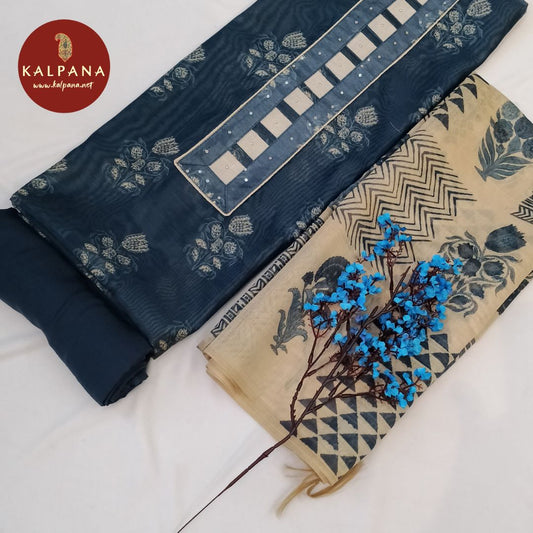 Shirt: Blue Coloured Printed Blended SICO Cotton Unstitched Suit and Border.
Dupatta: Beige Color Printed Dupatta.
Bottom: Plain Blue Blended SICO Cotton Bottom.
Perfect for Semi,Formal,Wear. 
Recommended for Summer season(s). Dry Clean Only
Shirt Fabric: 2.5 mts
Salwar Fabric: 2.4 mts
Dupatta: 2.4 mts
Country Of Origin:India
Weight: 500 gms