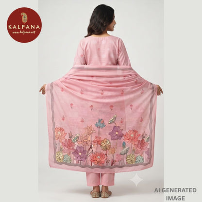 Embroided Blended Linen Unstitched Suit - Kalpana