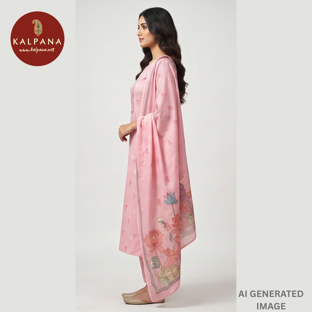 Embroided Blended Linen Unstitched Suit - Kalpana
