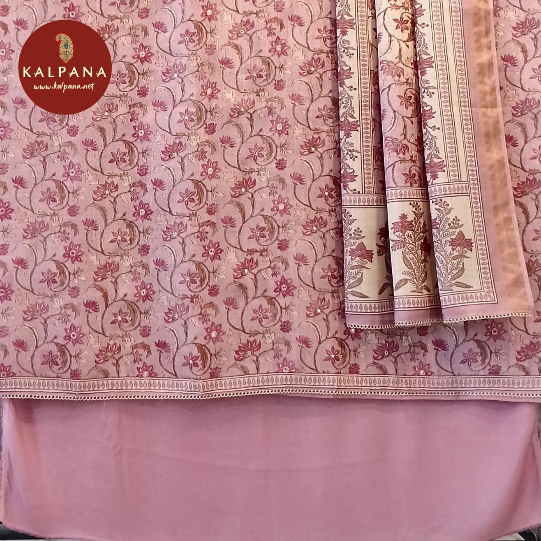 Printed With Embroidery  Linen Unstitched Suit - Kalpana