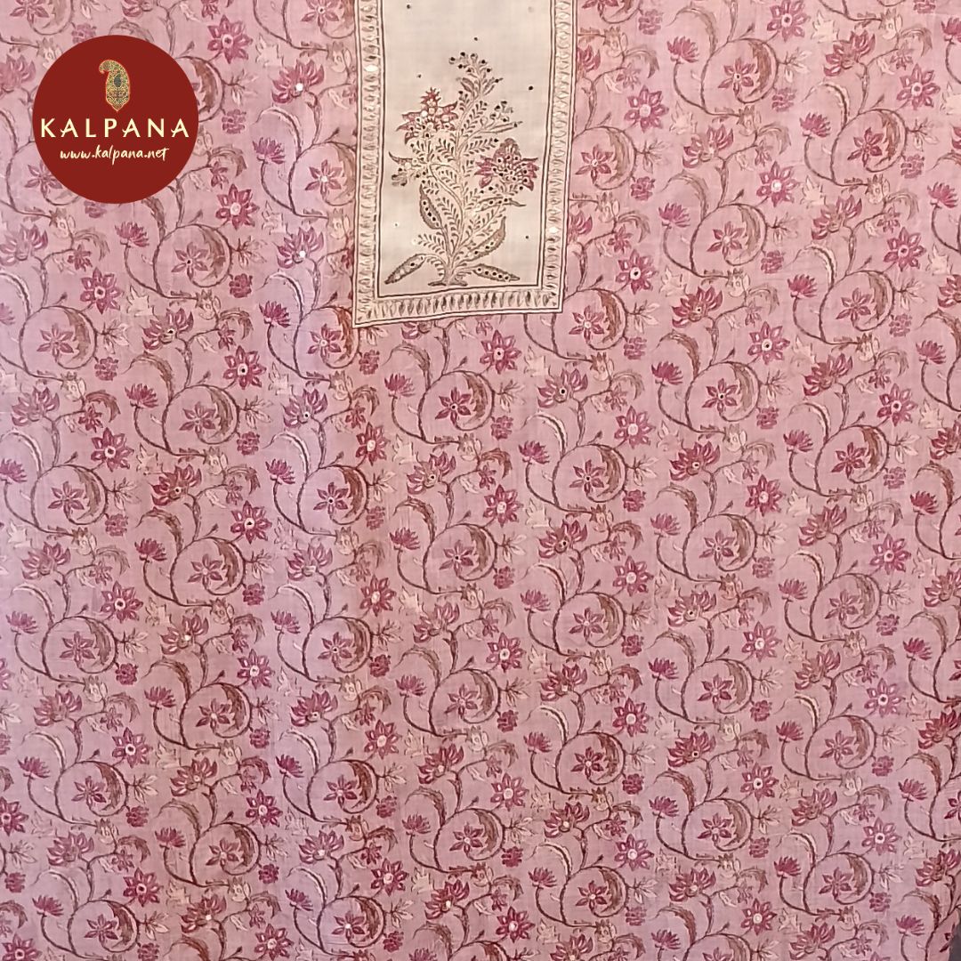 Printed With Embroidery  Linen Unstitched Suit - Kalpana